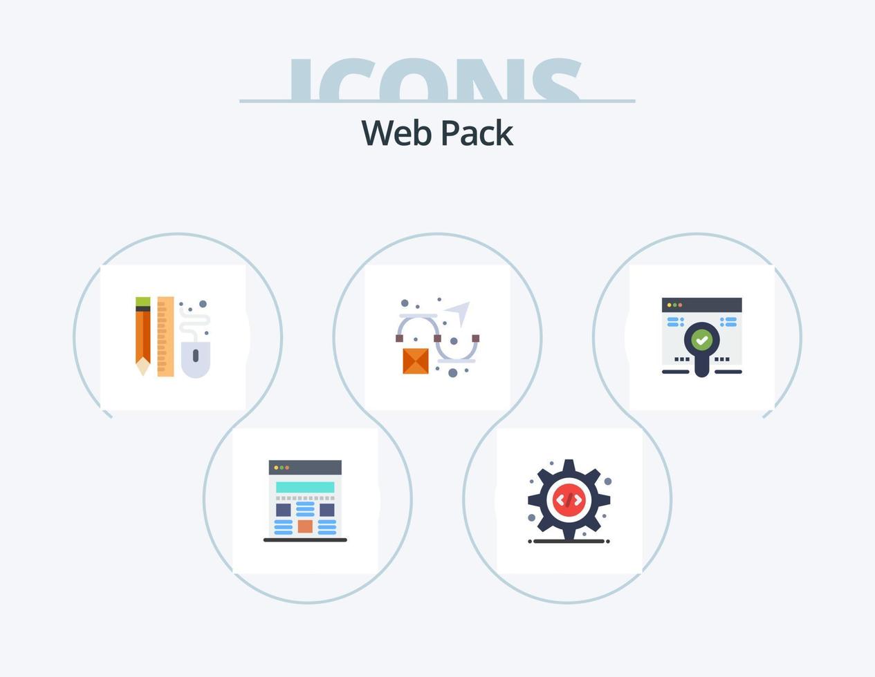 Web Pack Flat Icon Pack 5 Icon Design. find. web. mouse. design. creative vector