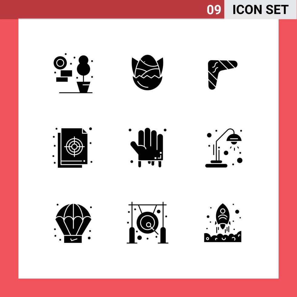 Pictogram Set of 9 Simple Solid Glyphs of target colour australia circular travel Editable Vector Design Elements