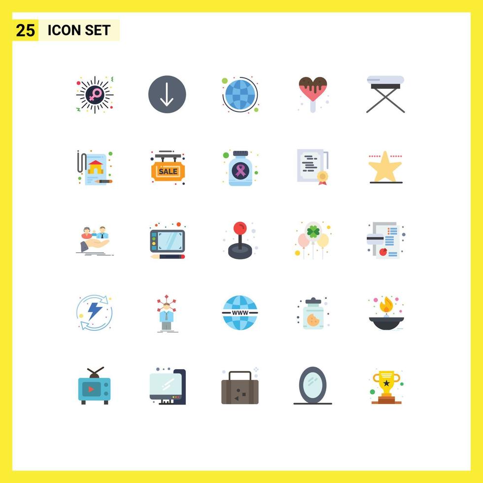 User Interface Pack of 25 Basic Flat Colors of seat furniture global business chair ice sweet Editable Vector Design Elements