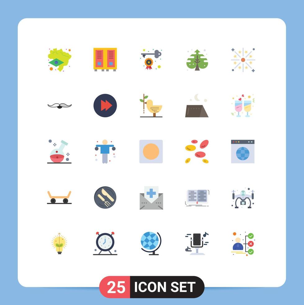 Set of 25 Modern UI Icons Symbols Signs for firework celebration key process leaf Editable Vector Design Elements