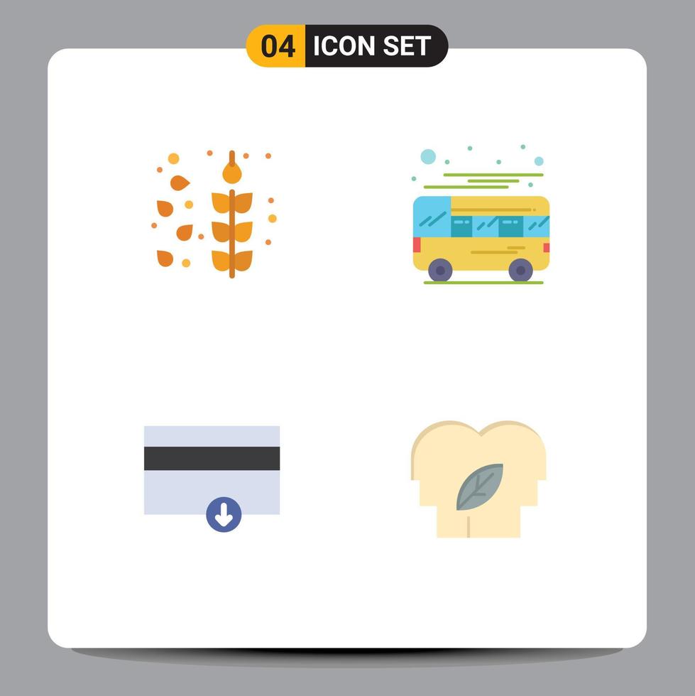 Pack of 4 creative Flat Icons of autumn money autobus local eco Editable Vector Design Elements