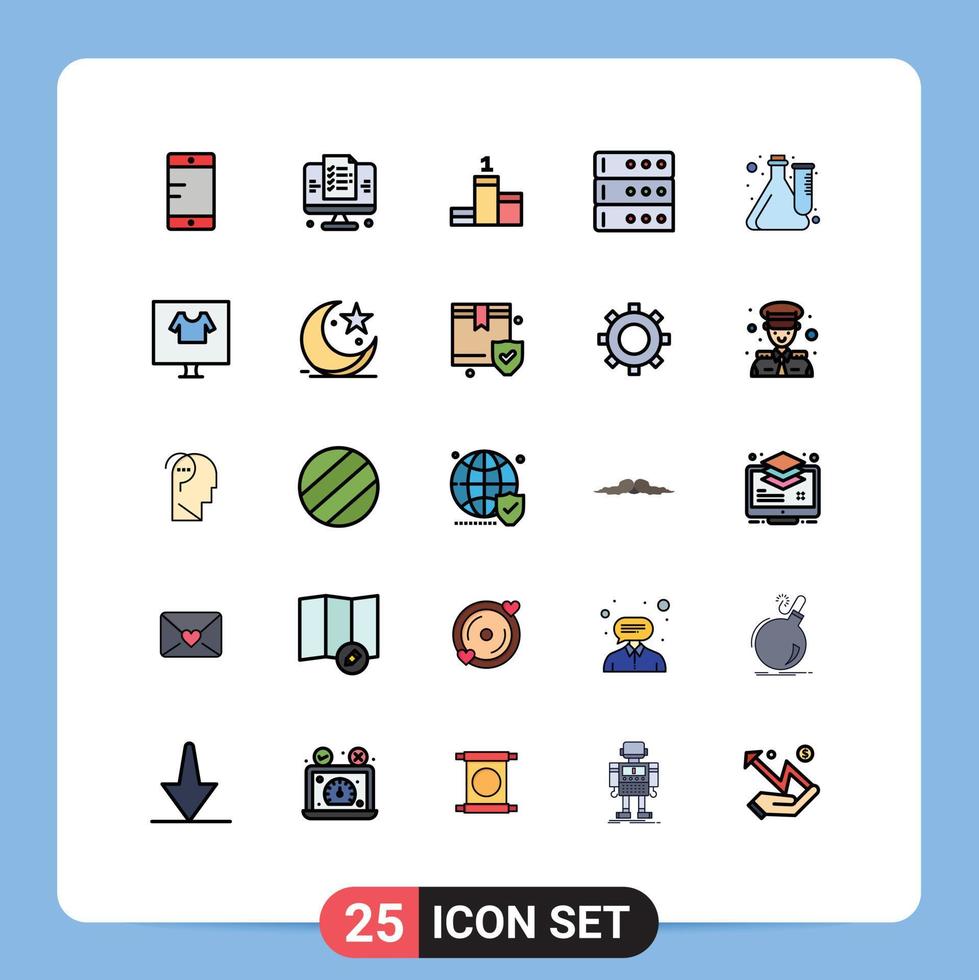 conjunto de 25 iconos modernos de la interfaz de usuario signos de símbolos para el éxito del experimento de laboratorio elementos de diseño vectorial editables del servidor de cultura vector