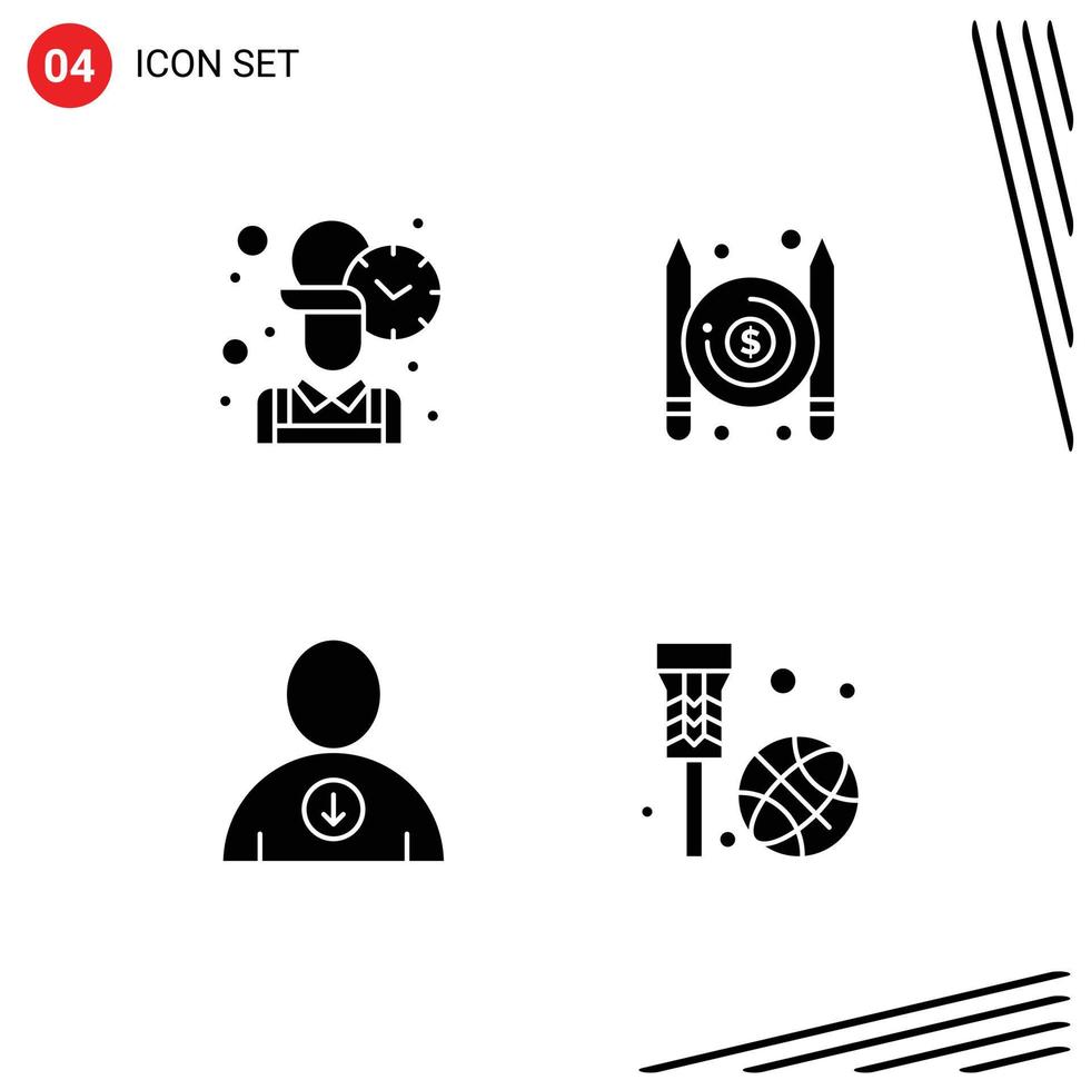 Thematic Vector Solid Glyphs and Editable Symbols of employee next worker pay basket Editable Vector Design Elements