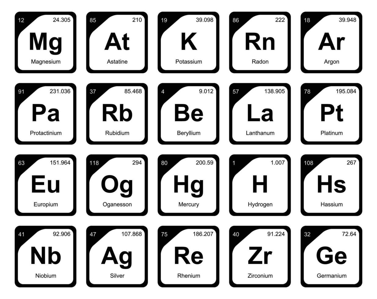 20 Preiodic table of the elements Icon Pack Design vector