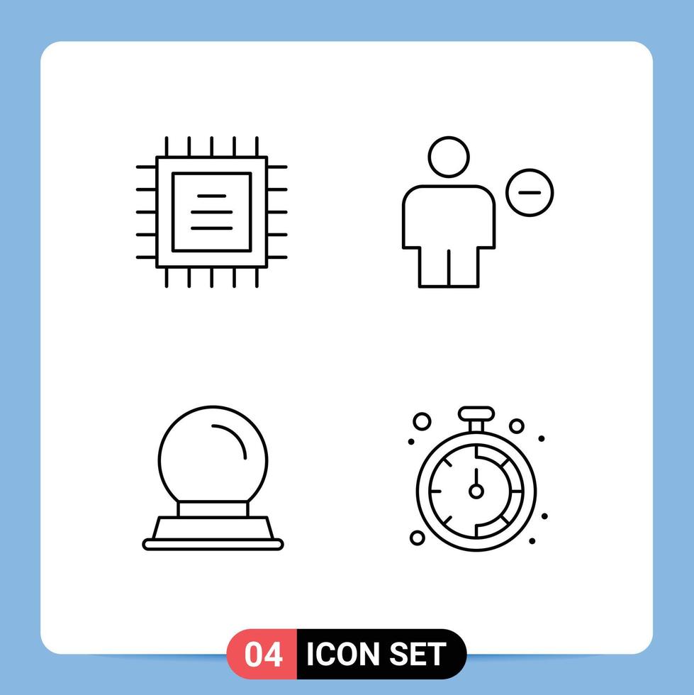 Stock Vector Icon Pack of 4 Line Signs and Symbols for chip decoration avatar human business Editable Vector Design Elements