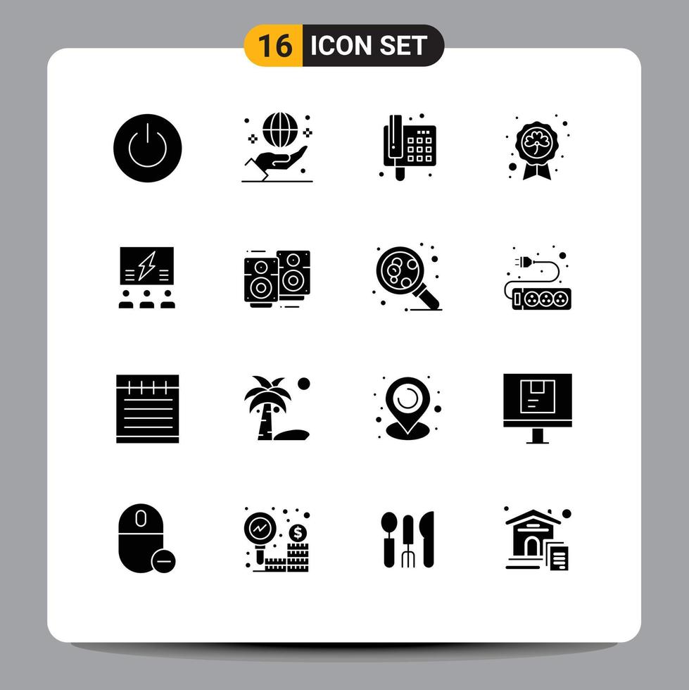 Pictogram Set of 16 Simple Solid Glyphs of saint leaf hand day telephone Editable Vector Design Elements