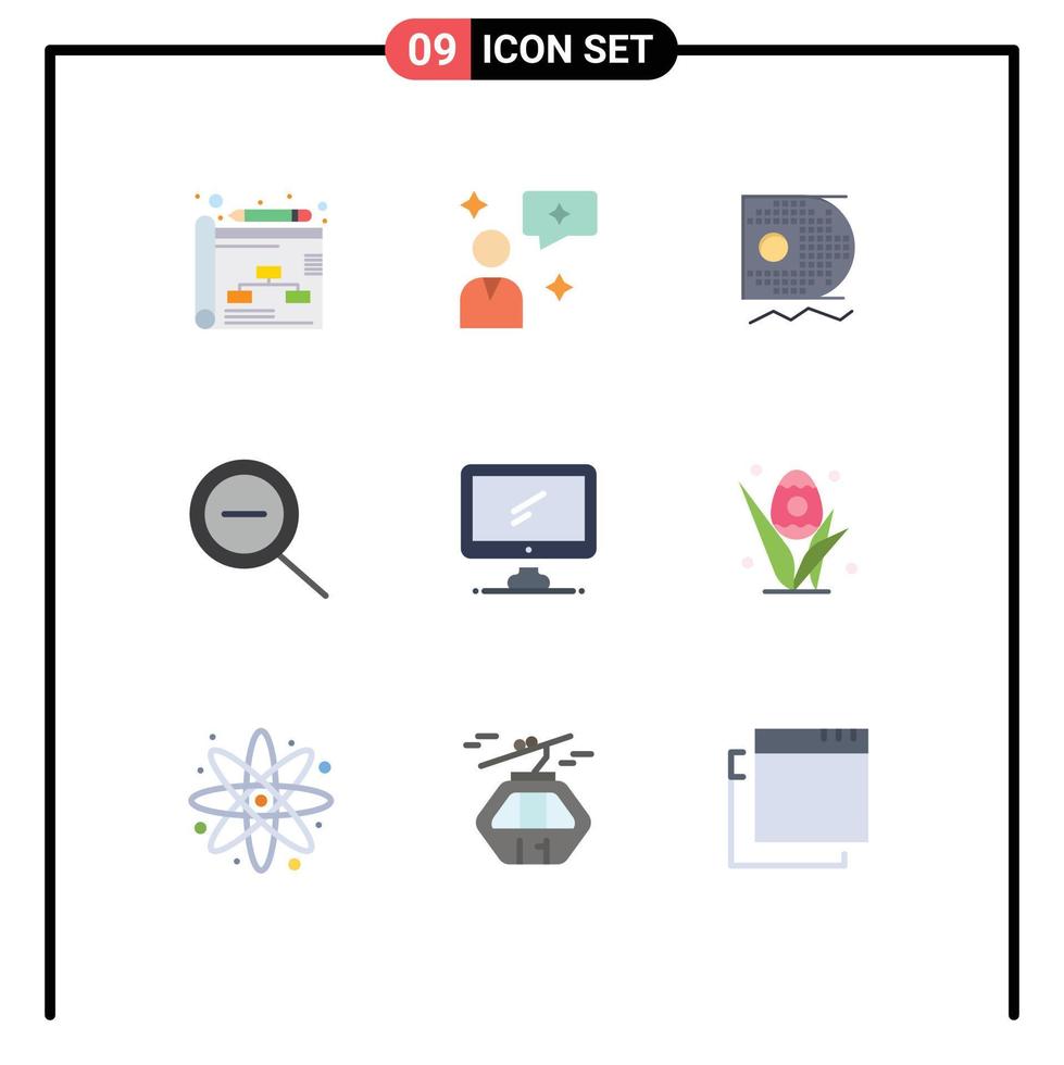 9 Universal Flat Color Signs Symbols of egg imac data scince device computer Editable Vector Design Elements