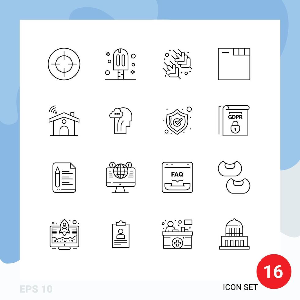 Universal Icon Symbols Group of 16 Modern Outlines of house service rice wifi tabs Editable Vector Design Elements