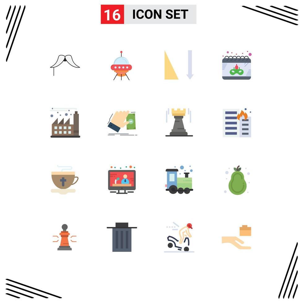 Group of 16 Flat Colors Signs and Symbols for digital mask rocket date sorting Editable Pack of Creative Vector Design Elements