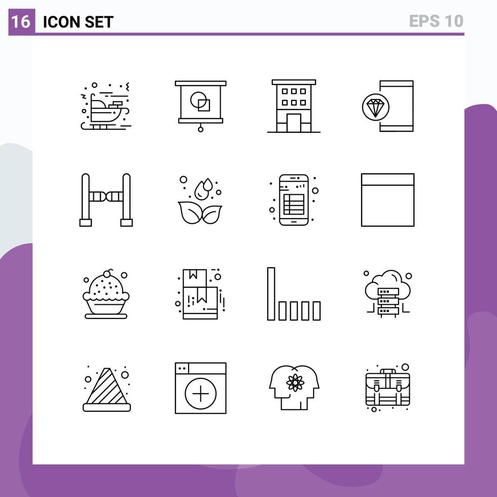 Set of 16 Modern UI Icons Symbols Signs for programming develop building coding shops Editable Vector Design Elements