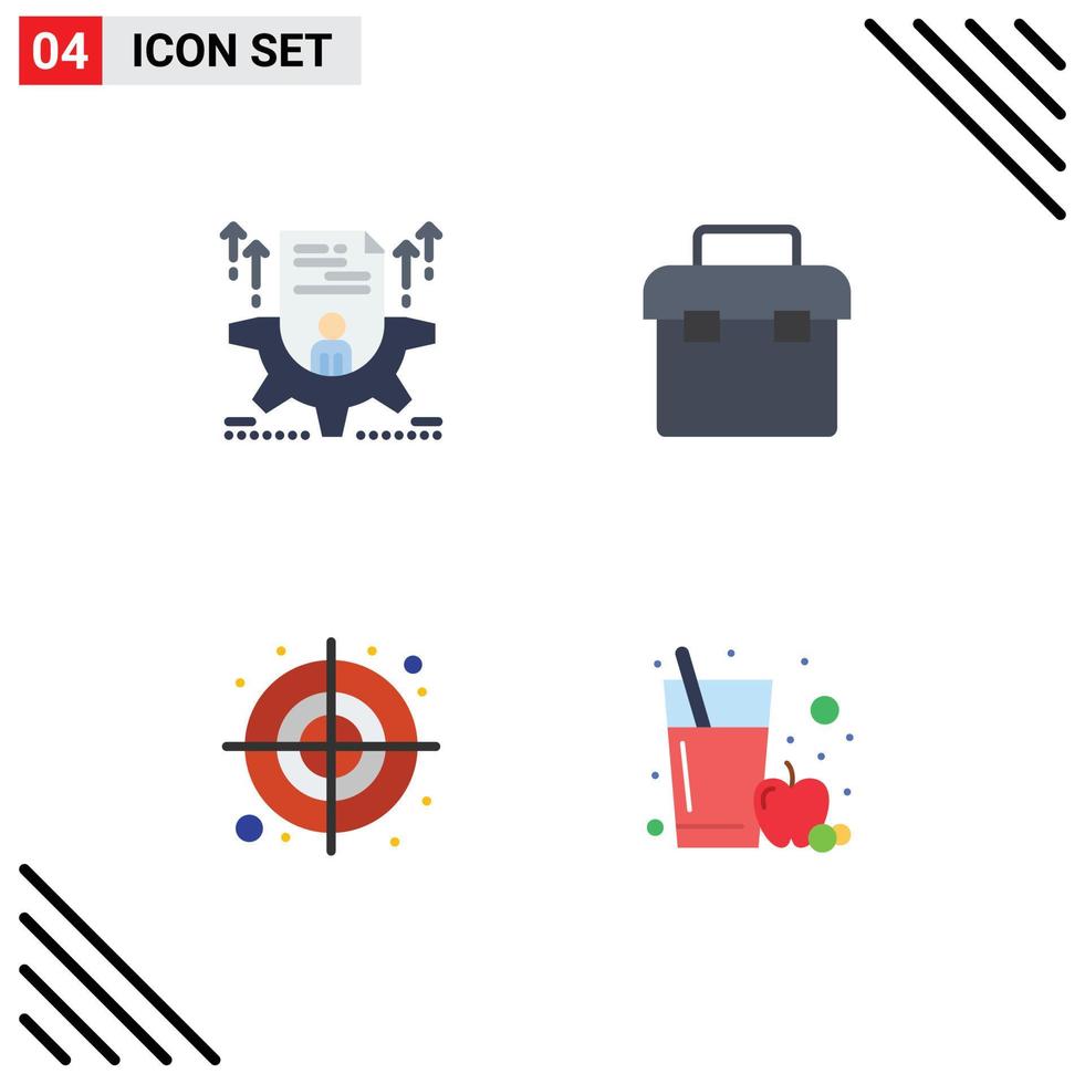 Editable Vector Line Pack of 4 Simple Flat Icons of resume circular setting equipment shape Editable Vector Design Elements