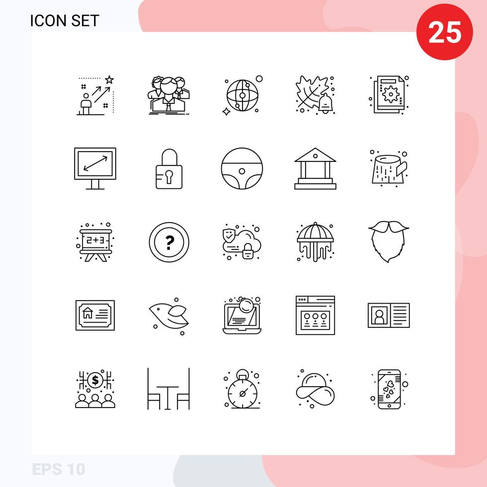 25 User Interface Line Pack of modern Signs and Symbols of business school team education network Editable Vector Design Elements