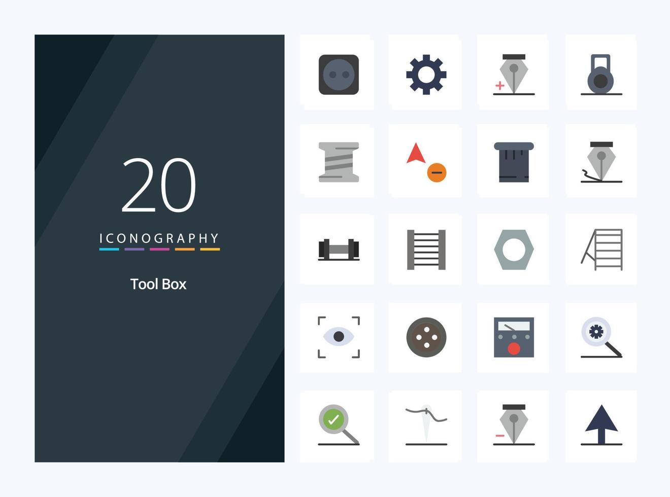 20 Tools Flat Color icon for presentation vector