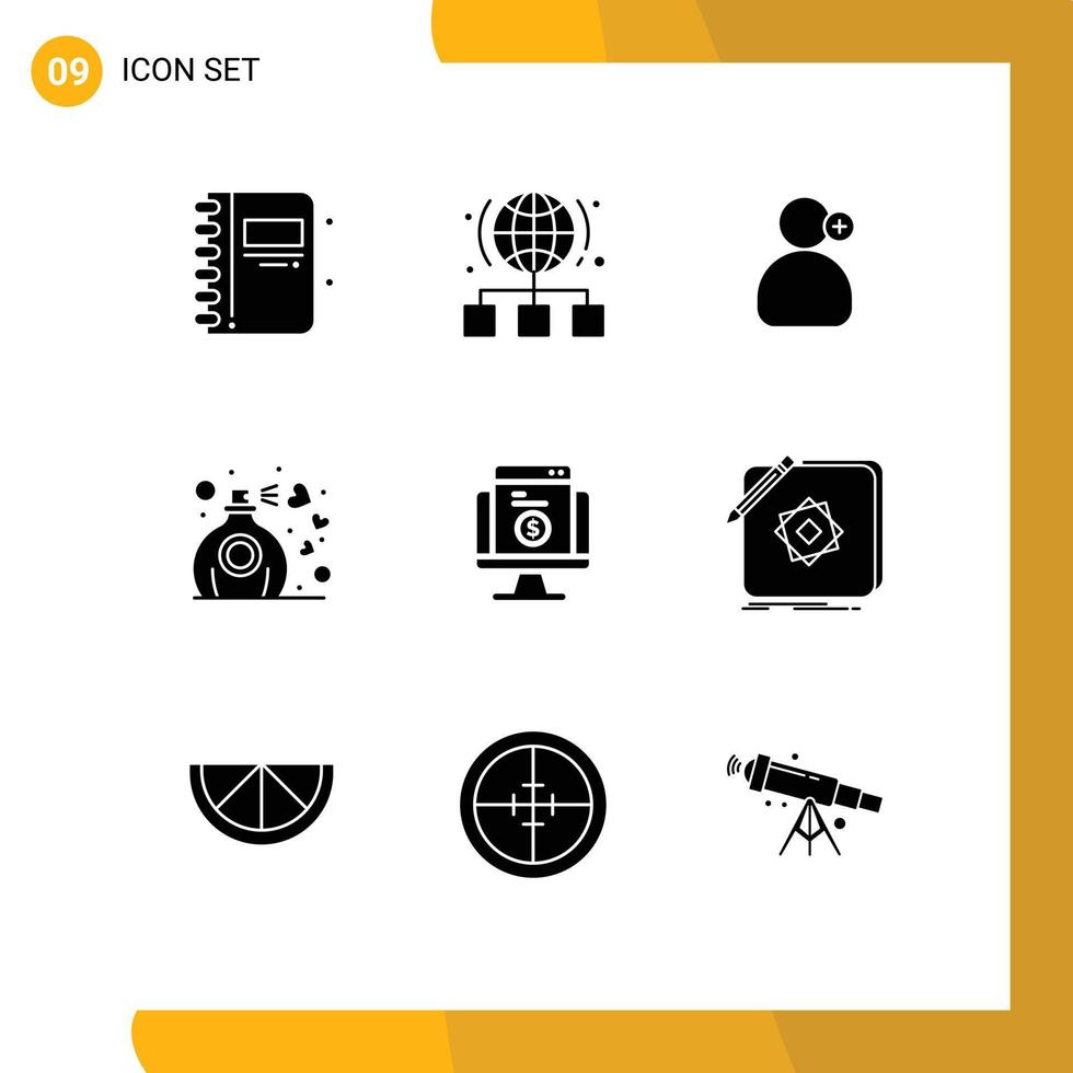 9 Creative Icons Modern Signs and Symbols of payment perfume server love medical Editable Vector Design Elements