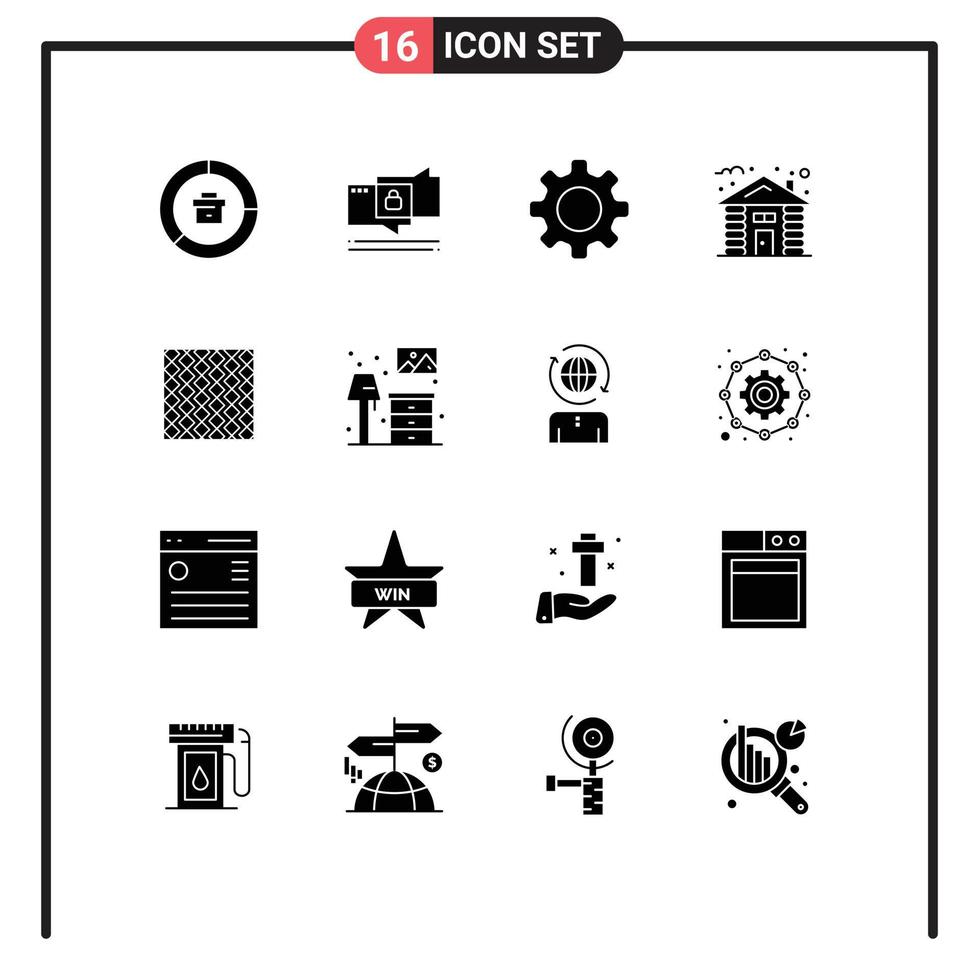 Stock Vector Icon Pack of 16 Line Signs and Symbols for tile hut secure house setting Editable Vector Design Elements