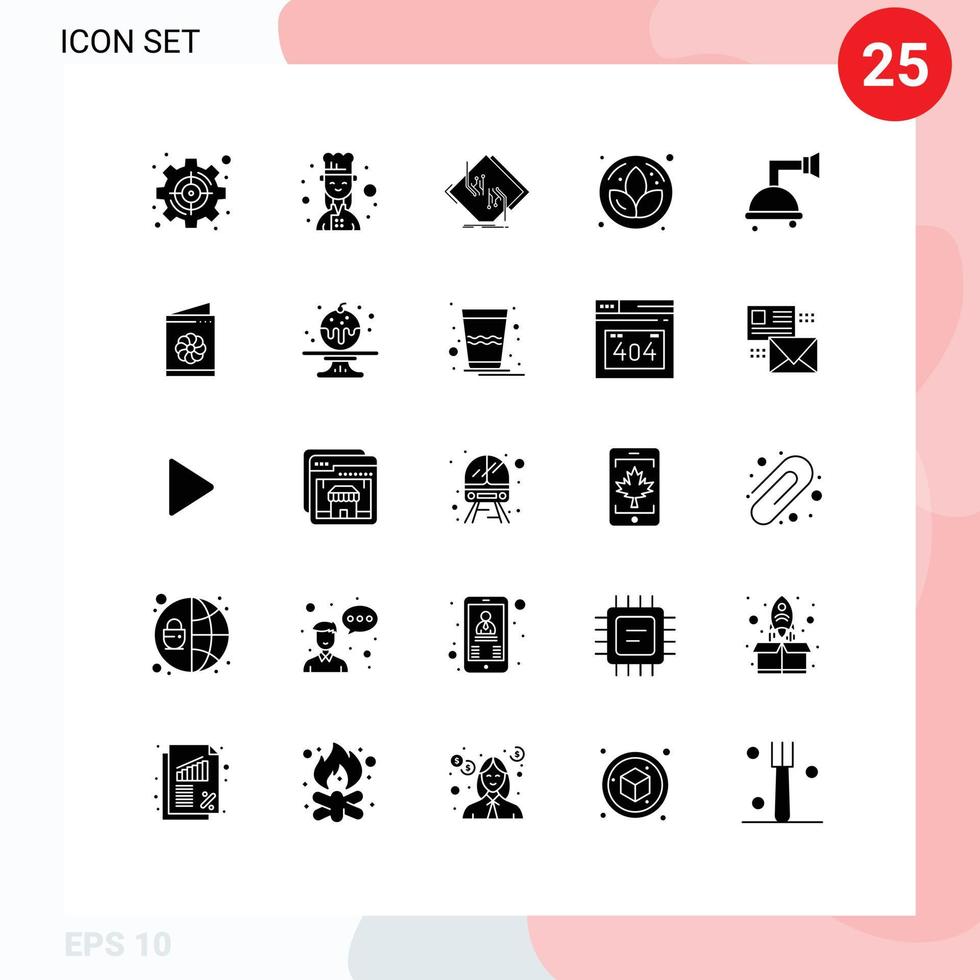 Pictogram Set of 25 Simple Solid Glyphs of bathroom flower female cook lotus network Editable Vector Design Elements