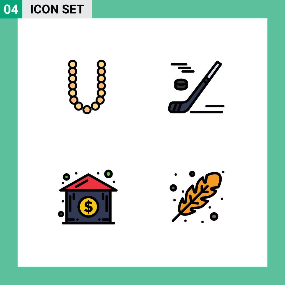 4 Thematic Vector Filledline Flat Colors and Editable Symbols of accesoris dollar house neckles winter real estate Editable Vector Design Elements