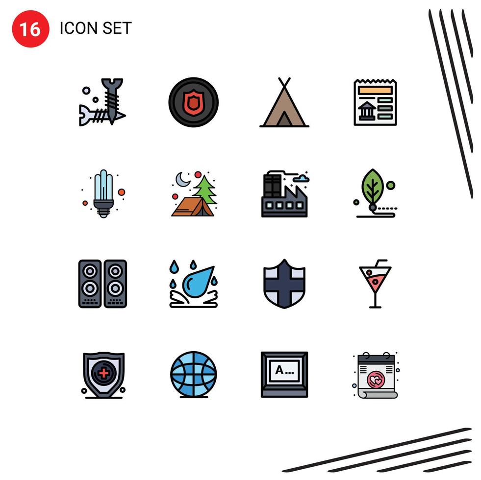 Universal Icon Symbols Group of 16 Modern Flat Color Filled Lines of energy bank holidays ui basic Editable Creative Vector Design Elements