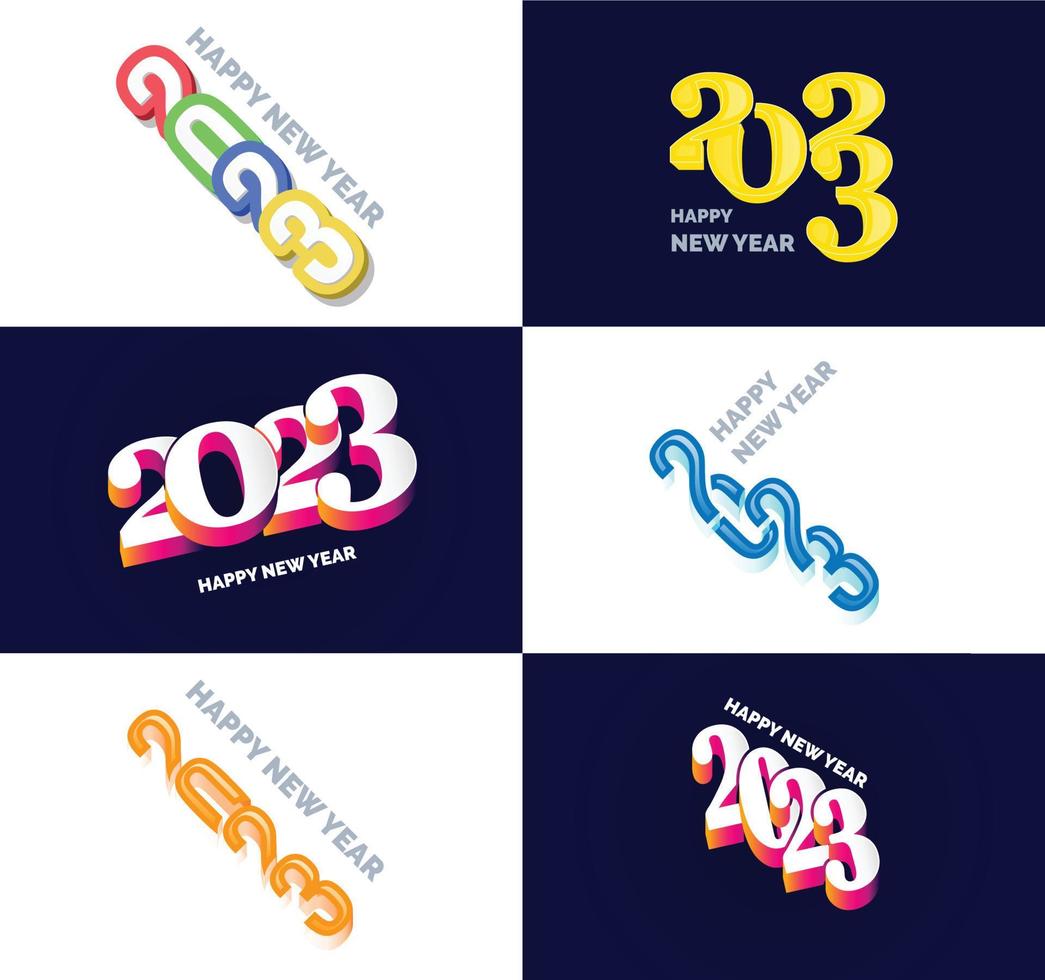 Big Collection of 2023 Happy New Year symbols Cover of business diary for 2023 with wishes vector