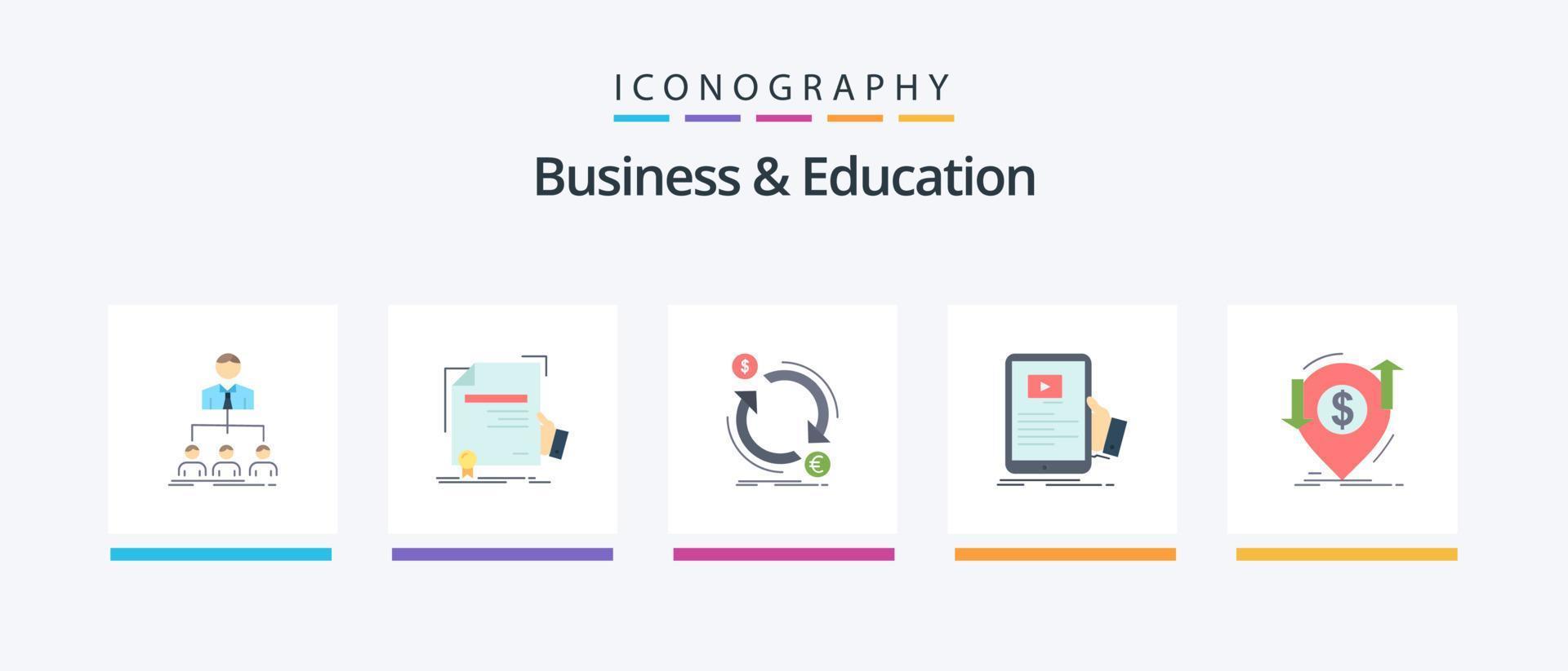 Business And Education Flat 5 Icon Pack Including webinar. forum. award. convert. finance. Creative Icons Design vector