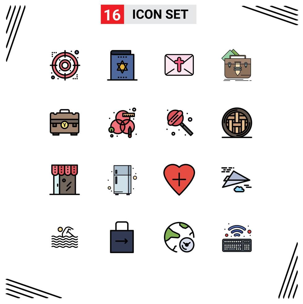 Set of 16 Modern UI Icons Symbols Signs for briefcase file magician bag easter Editable Creative Vector Design Elements