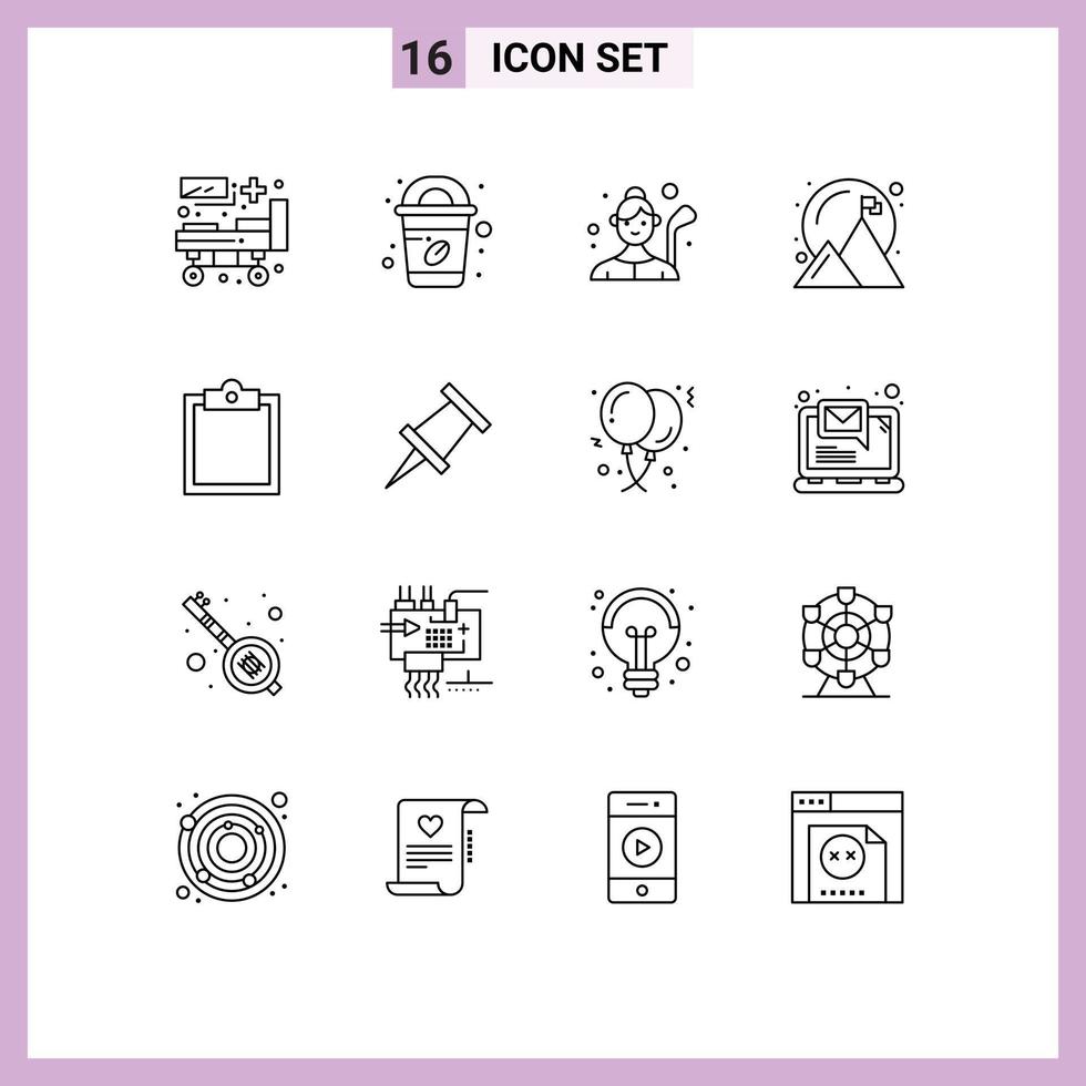 16 Creative Icons Modern Signs and Symbols of clipboard success golf goal achieved Editable Vector Design Elements