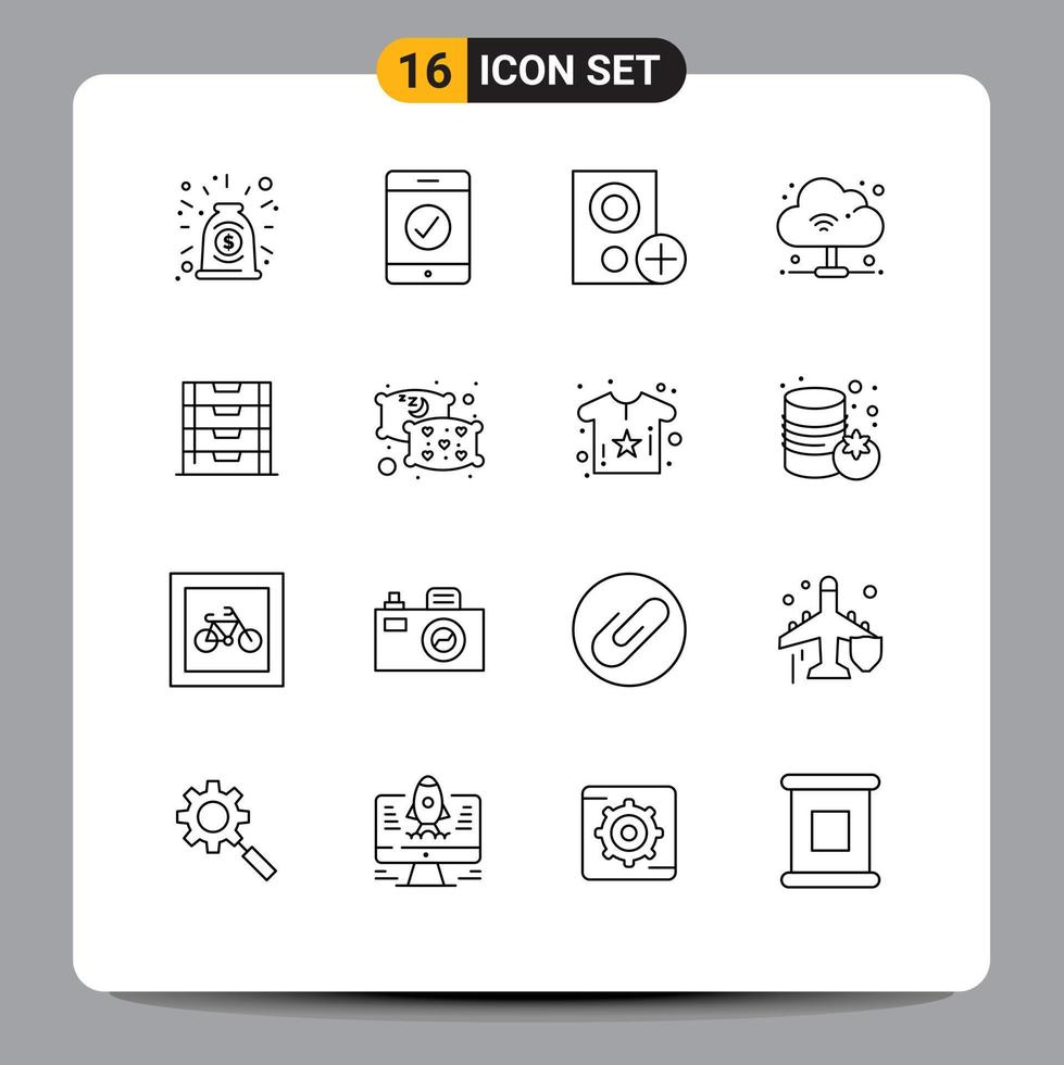 16 Creative Icons Modern Signs and Symbols of storage drawer gadget document internet Editable Vector Design Elements