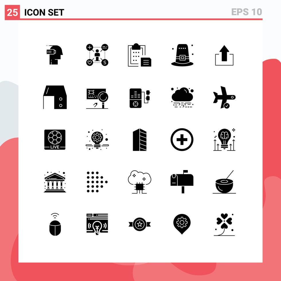 25 Universal Solid Glyphs Set for Web and Mobile Applications holiday garden add paste interface Editable Vector Design Elements