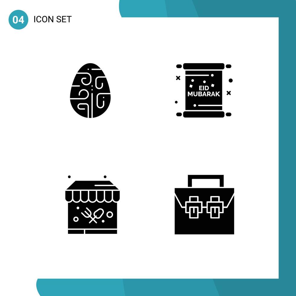 4 Universal Solid Glyph Signs Symbols of celebration page egg invitation park Editable Vector Design Elements
