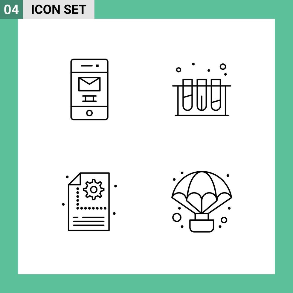 4 iconos creativos signos y símbolos modernos de configuración de prueba de reciclaje de proceso eliminado elementos de diseño vectorial editables vector