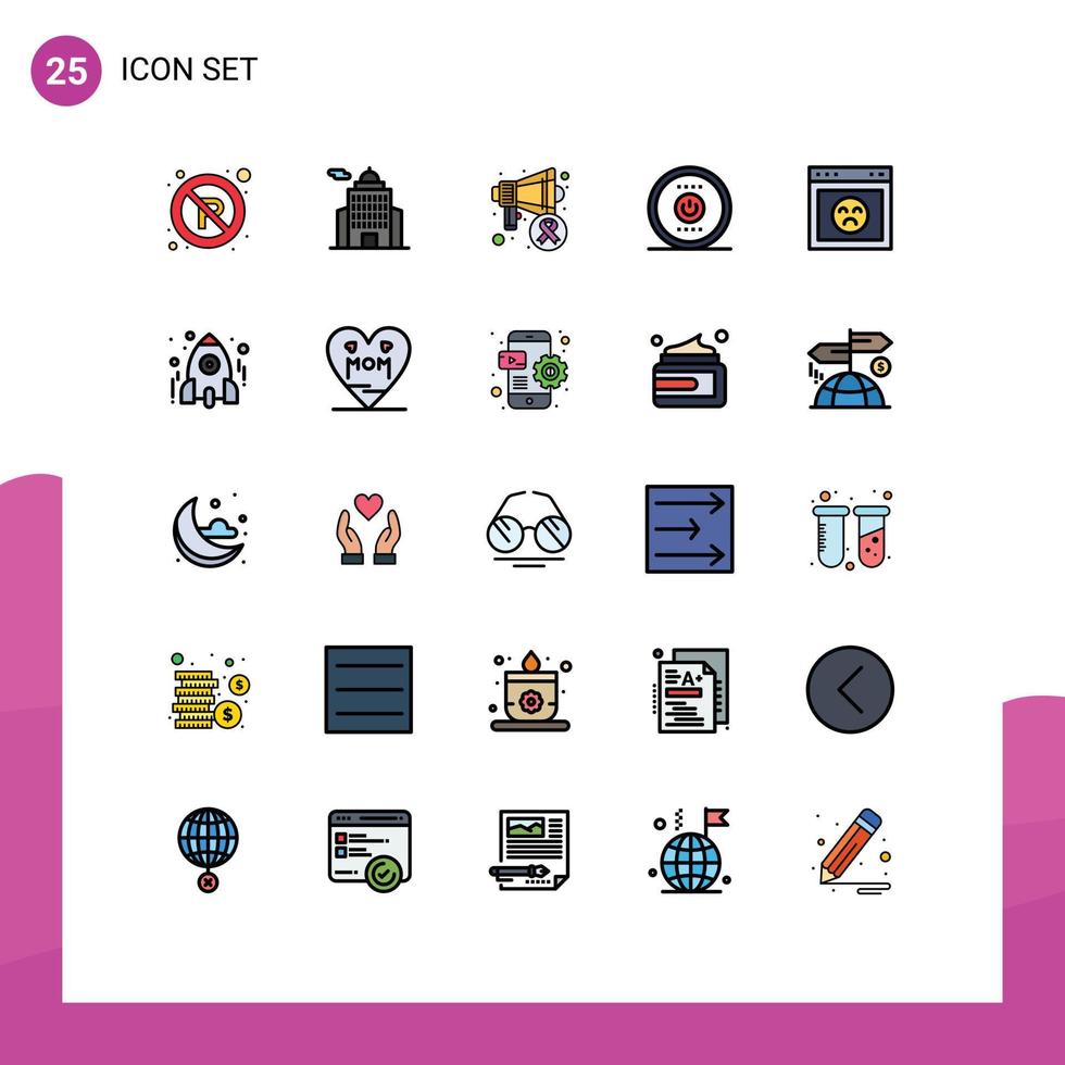 Stock Vector Icon Pack of 25 Line Signs and Symbols for error power speaker energy computing Editable Vector Design Elements