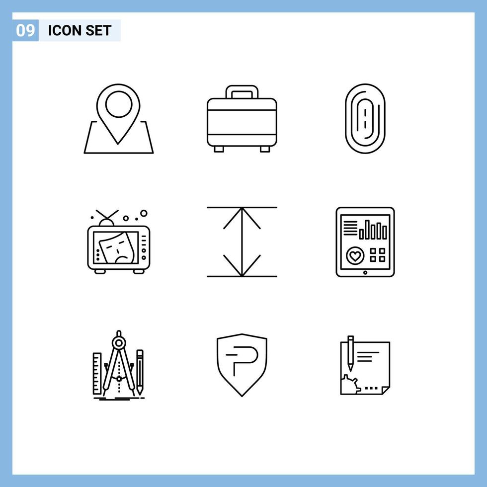 Set of 9 Commercial Outlines pack for health expand touch arrows arts Editable Vector Design Elements