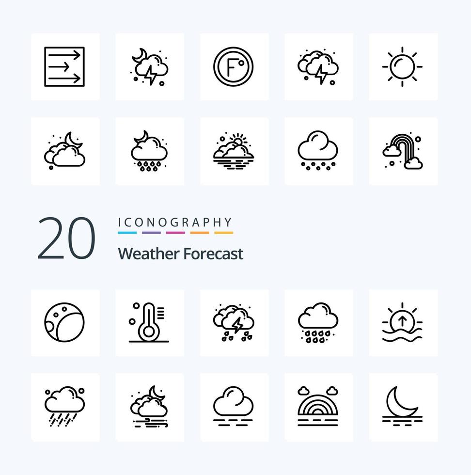 20 Weather Line icon Pack like shine river weather day rain vector