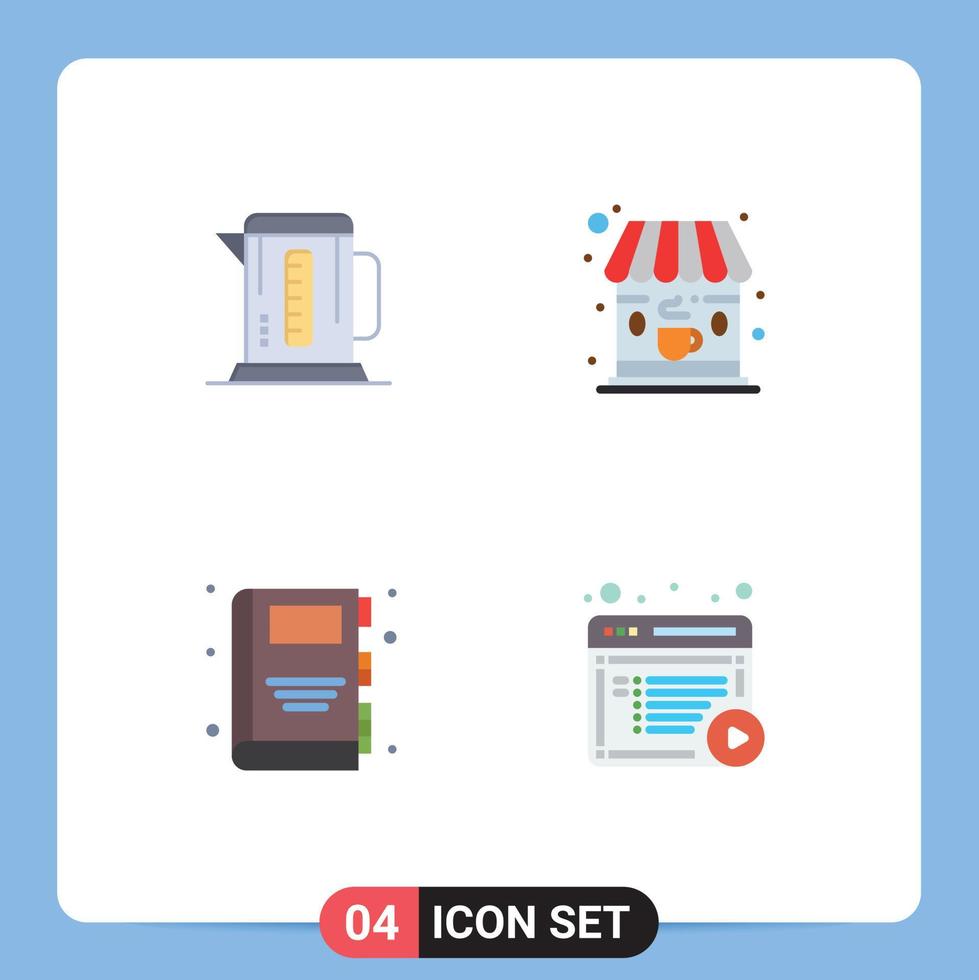 Set of 4 Modern UI Icons Symbols Signs for boiler education hotel shop content Editable Vector Design Elements
