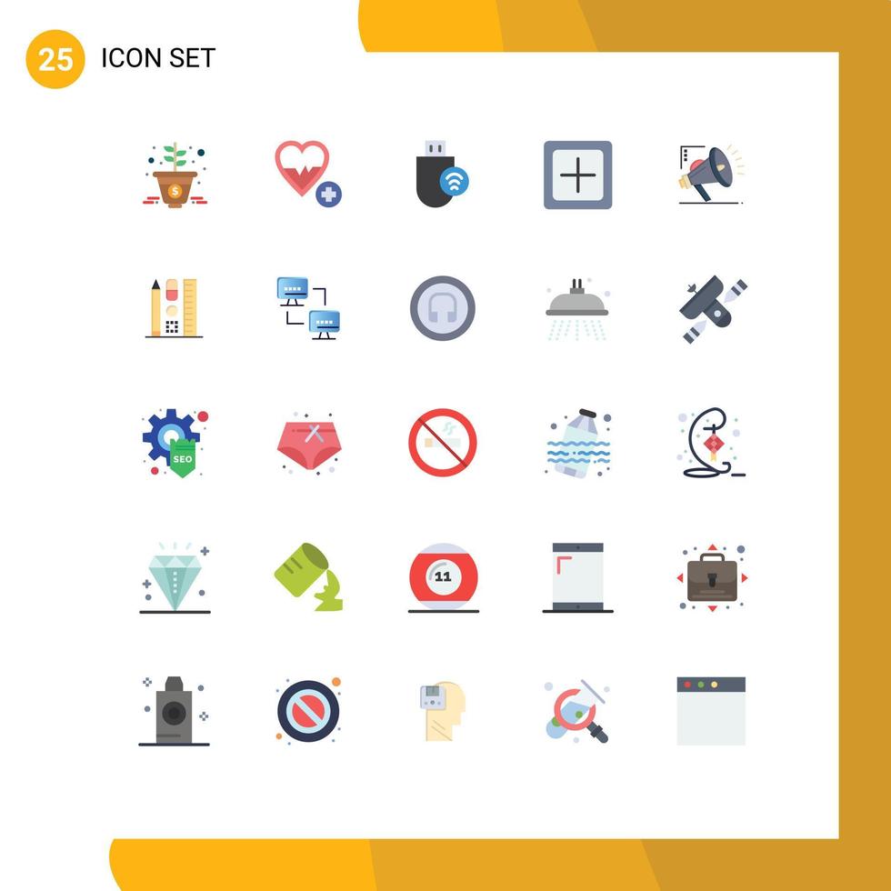 Group of 25 Modern Flat Colors Set for plus increase computers create stick Editable Vector Design Elements