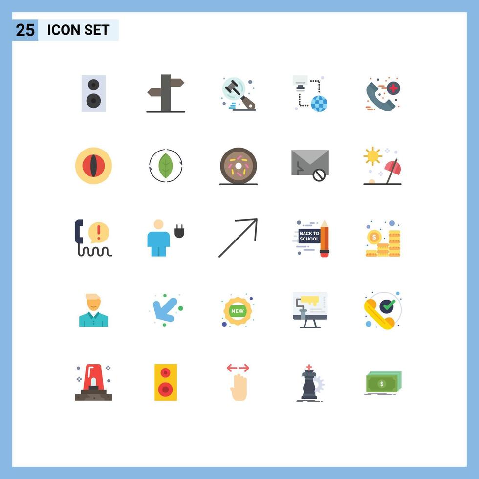 Set of 25 Commercial Flat Colors pack for call computer signal technology judge Editable Vector Design Elements