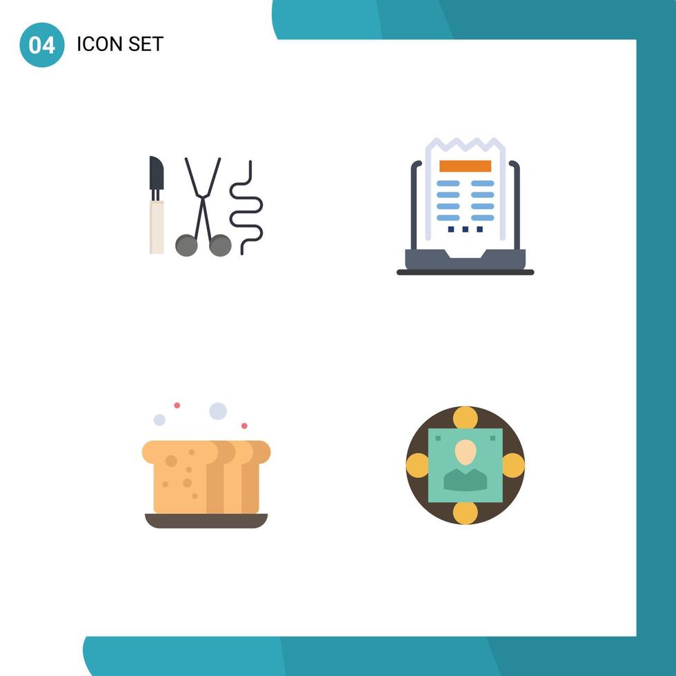 Stock Vector Icon Pack of 4 Line Signs and Symbols for instruments bakery medical news bread Editable Vector Design Elements