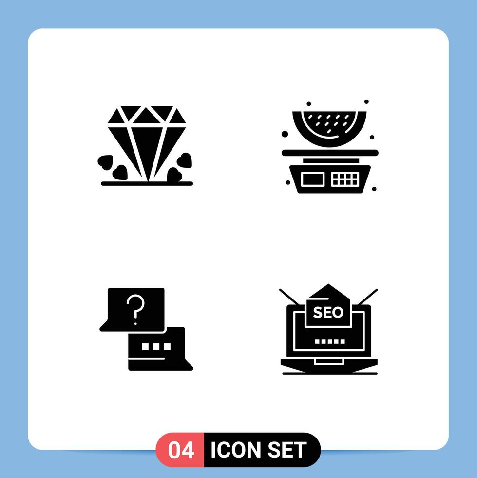Set of 4 Modern UI Icons Symbols Signs for diamond find mother balance chat Editable Vector Design Elements