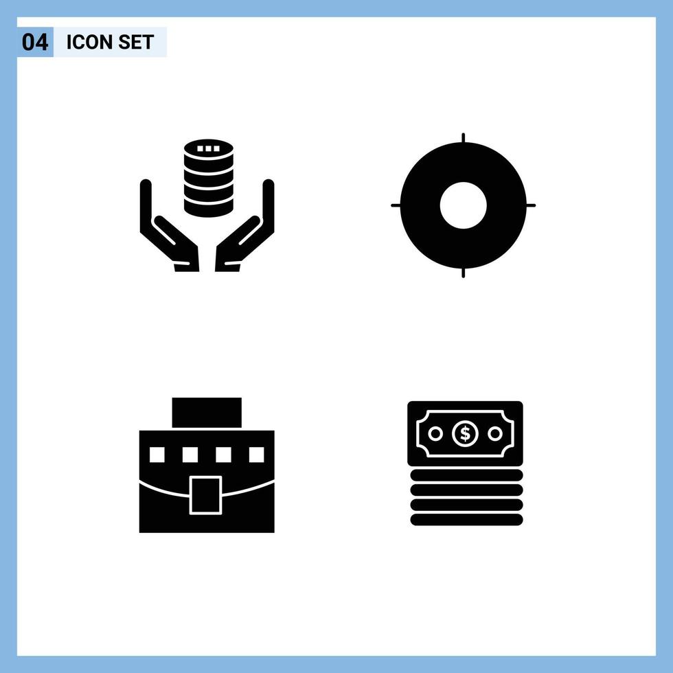 Set of Vector Solid Glyphs on Grid for database user secure military business Editable Vector Design Elements