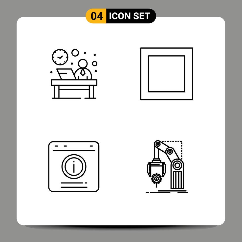 Line Pack of 4 Universal Symbols of desk chat alert hour maximize support Editable Vector Design Elements