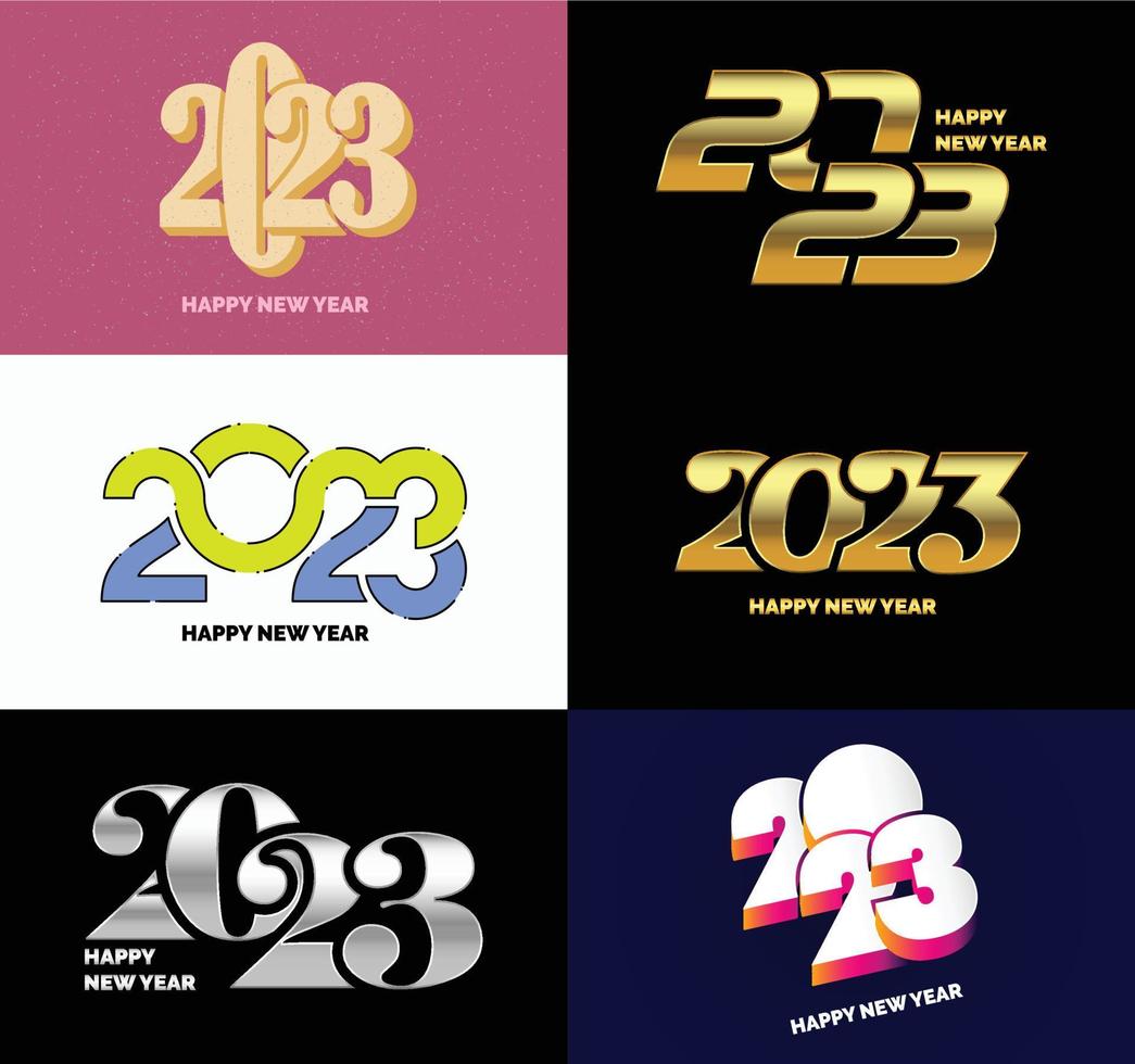 Big Set of 2023 Happy New Year logo text design 2023 number design template vector