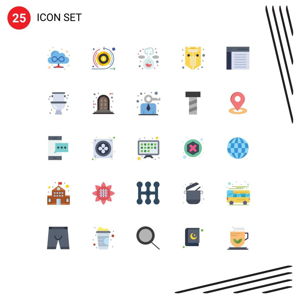 Modern Set of 25 Flat Colors Pictograph of communication app experiment web protection Editable Vector Design Elements