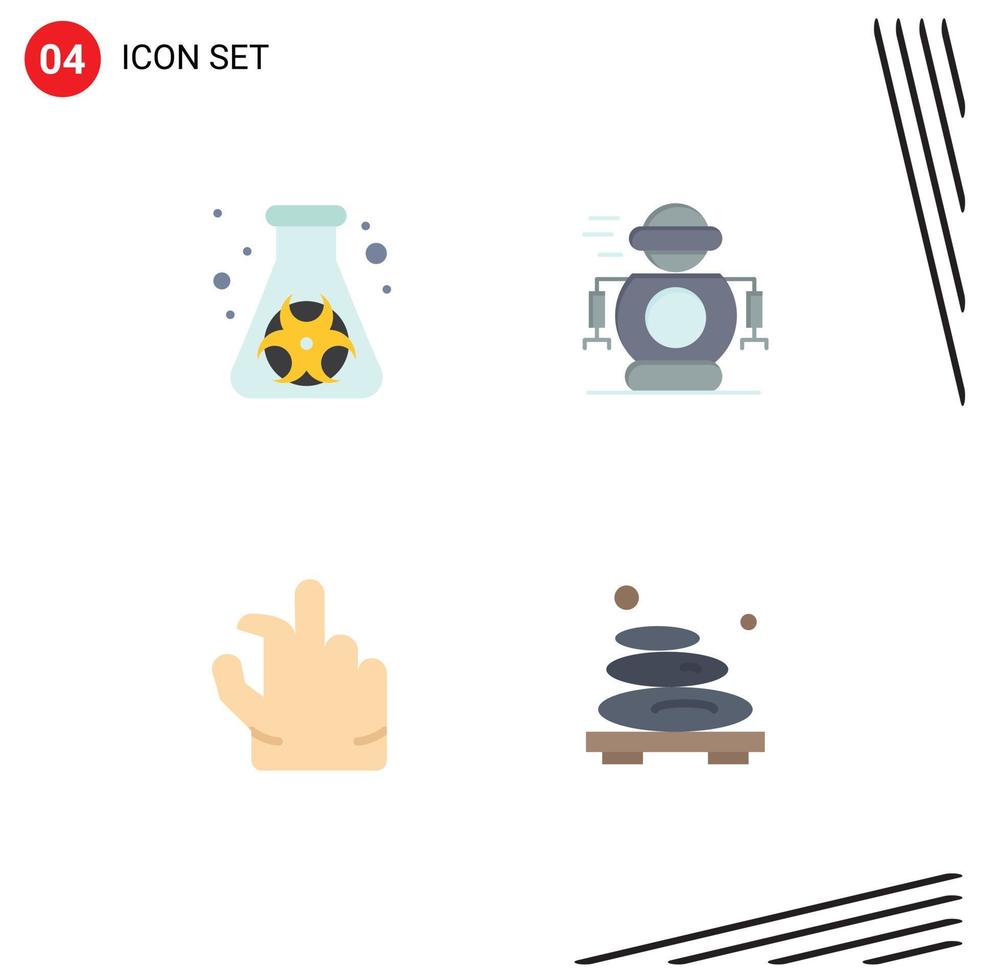 Mobile Interface Flat Icon Set of 4 Pictograms of flask pinch waste robotic hot Editable Vector Design Elements