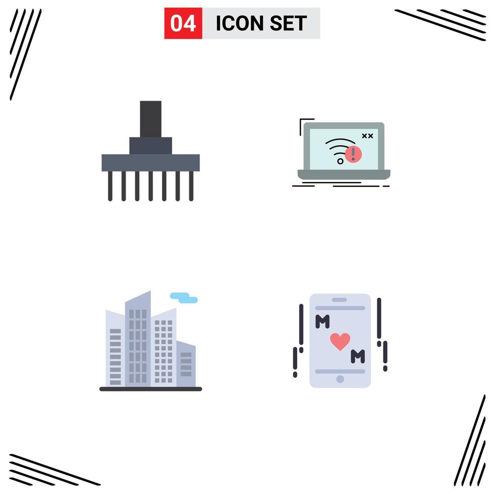 Group of 4 Modern Flat Icons Set for combine internet rural error office Editable Vector Design Elements