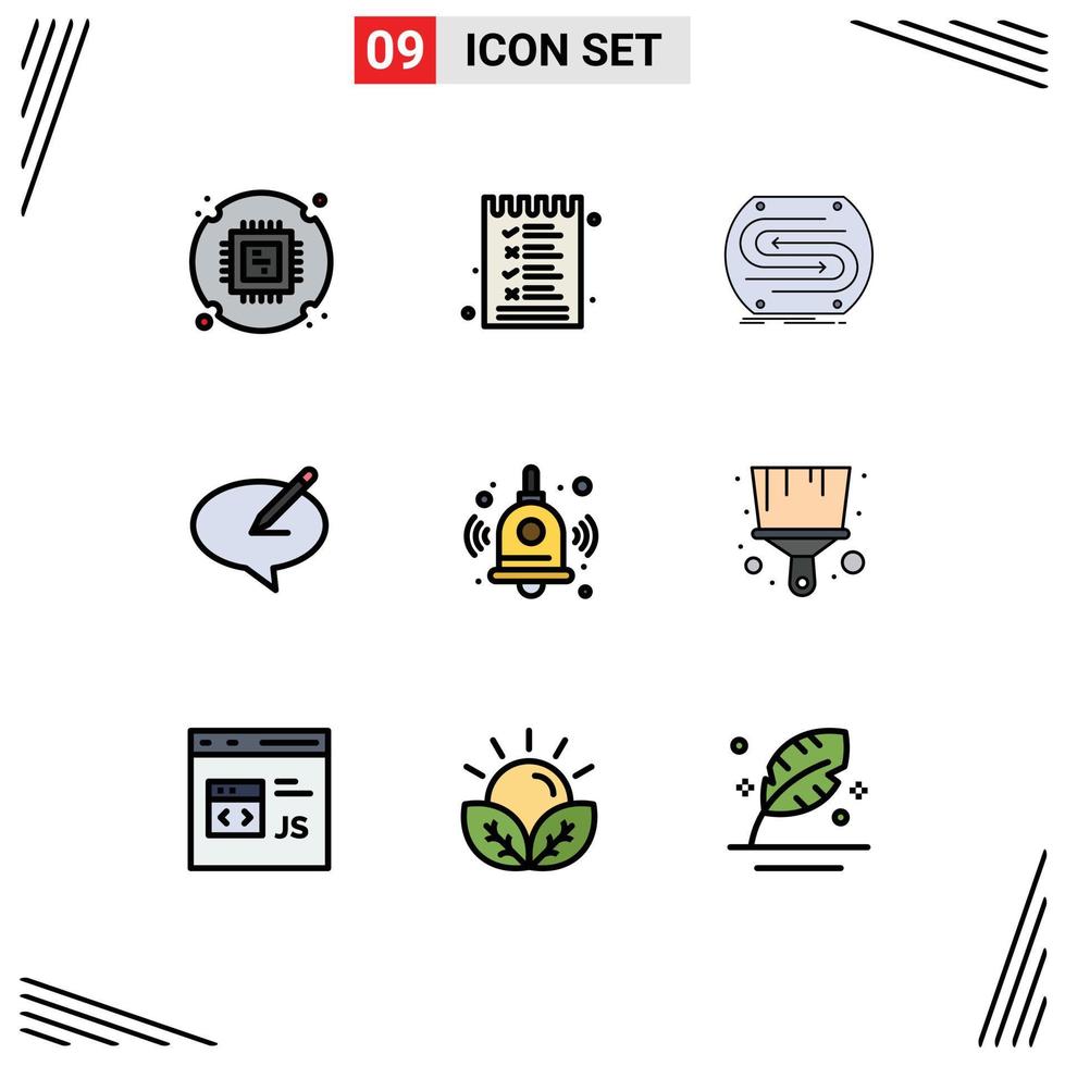 Modern Set of 9 Filledline Flat Colors Pictograph of pencile note business message pitch Editable Vector Design Elements