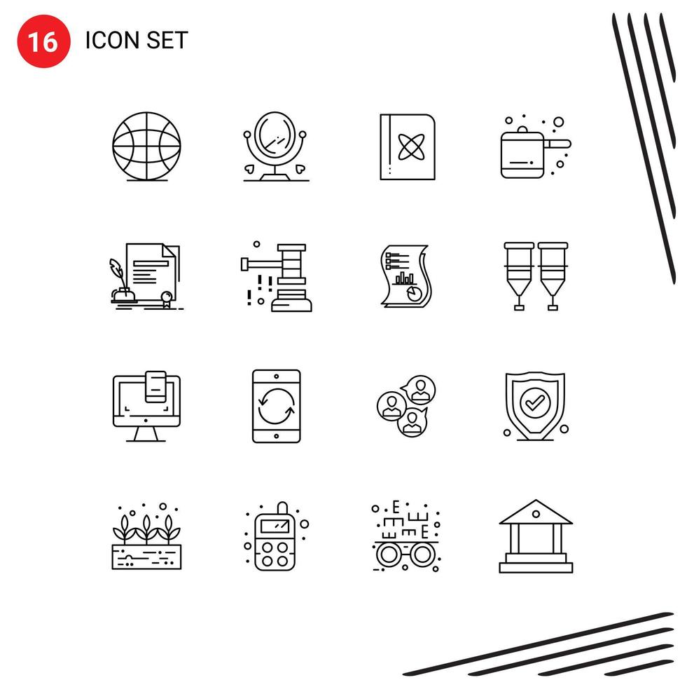 Pack of 16 creative Outlines of auction agreement physics document contract Editable Vector Design Elements