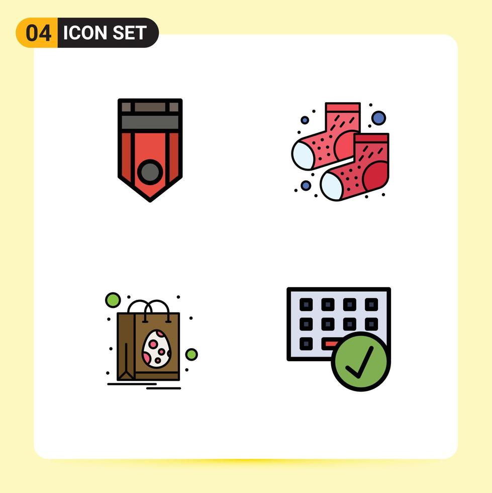 conjunto de 4 iconos de interfaz de usuario modernos signos de símbolos para insignia de rango de pascua calzado compras elementos de diseño vectorial editables vector