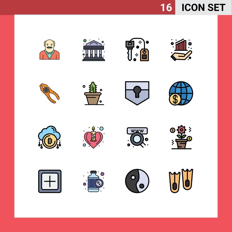 16 Creative Icons Modern Signs and Symbols of tongs pincers key hand data Editable Creative Vector Design Elements