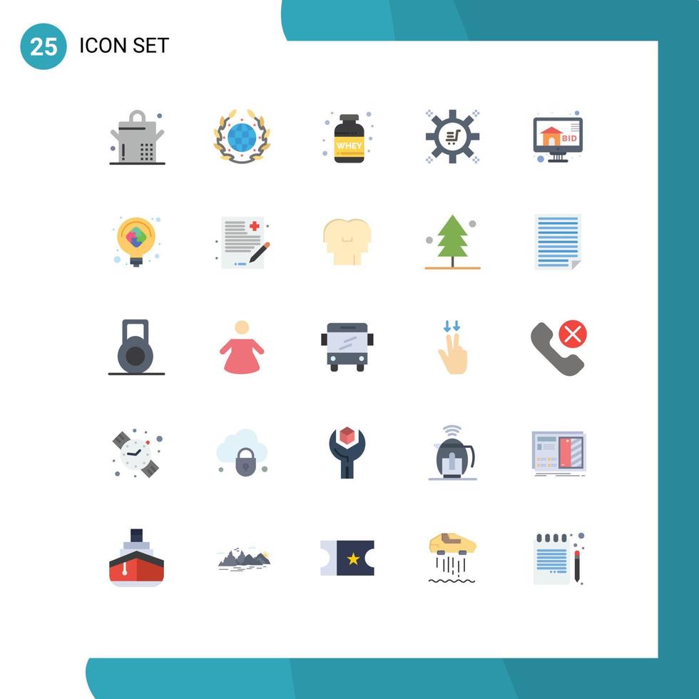 Set of 25 Vector Flat Colors on Grid for idea bidding weight bid marketing process Editable Vector Design Elements