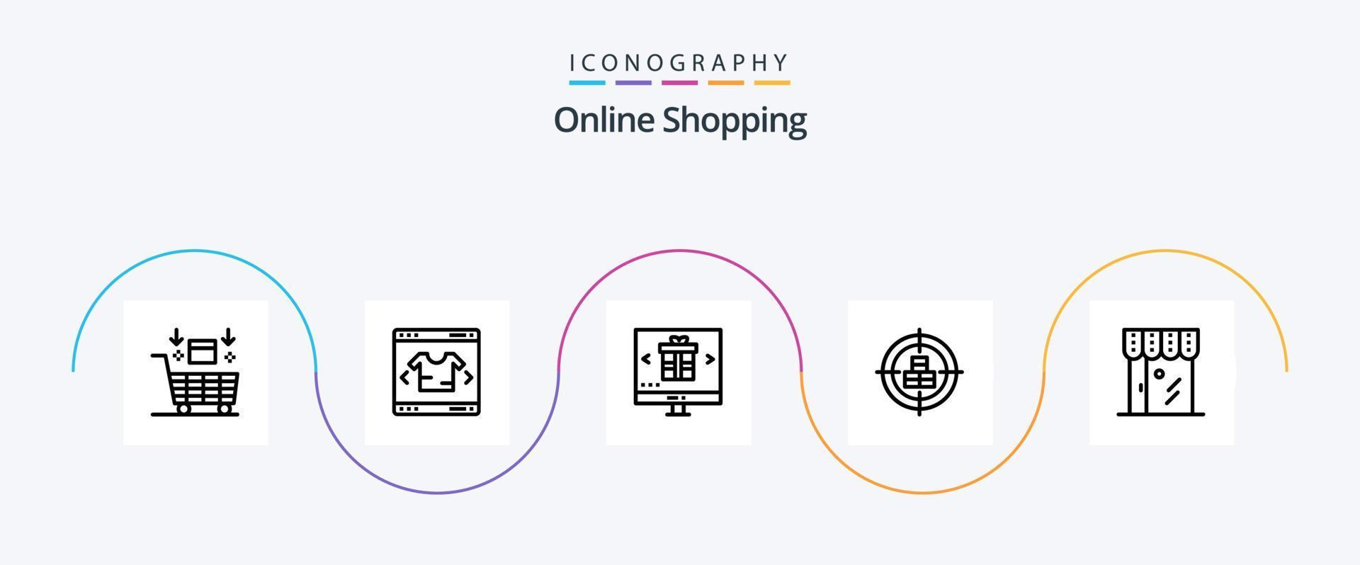 Online Shopping Line 5 Icon Pack Including target. crosshair. shopping. buy. online vector
